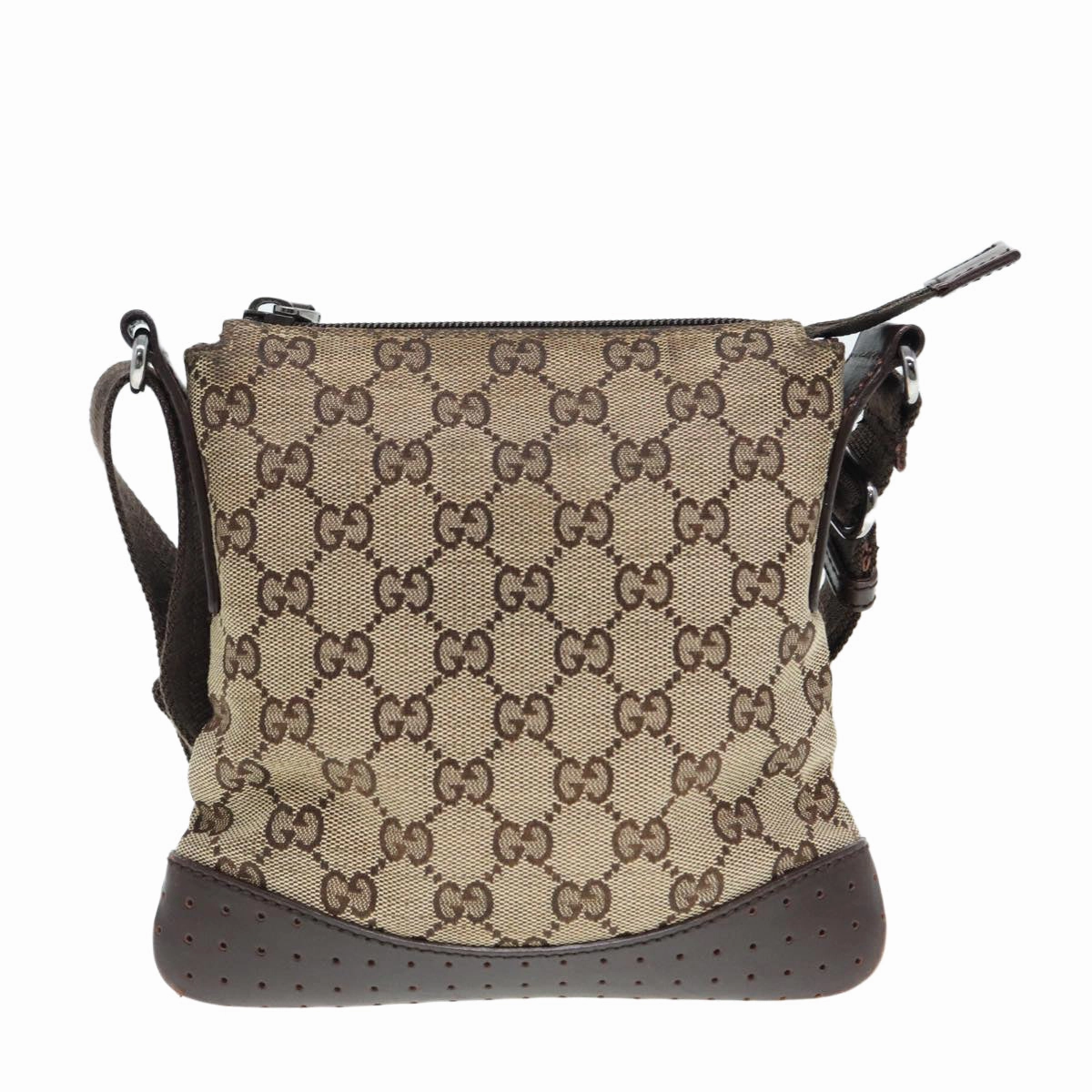 GUCCI GG Canvas Shoulder Bag Beige Brown Silver 147671  87163