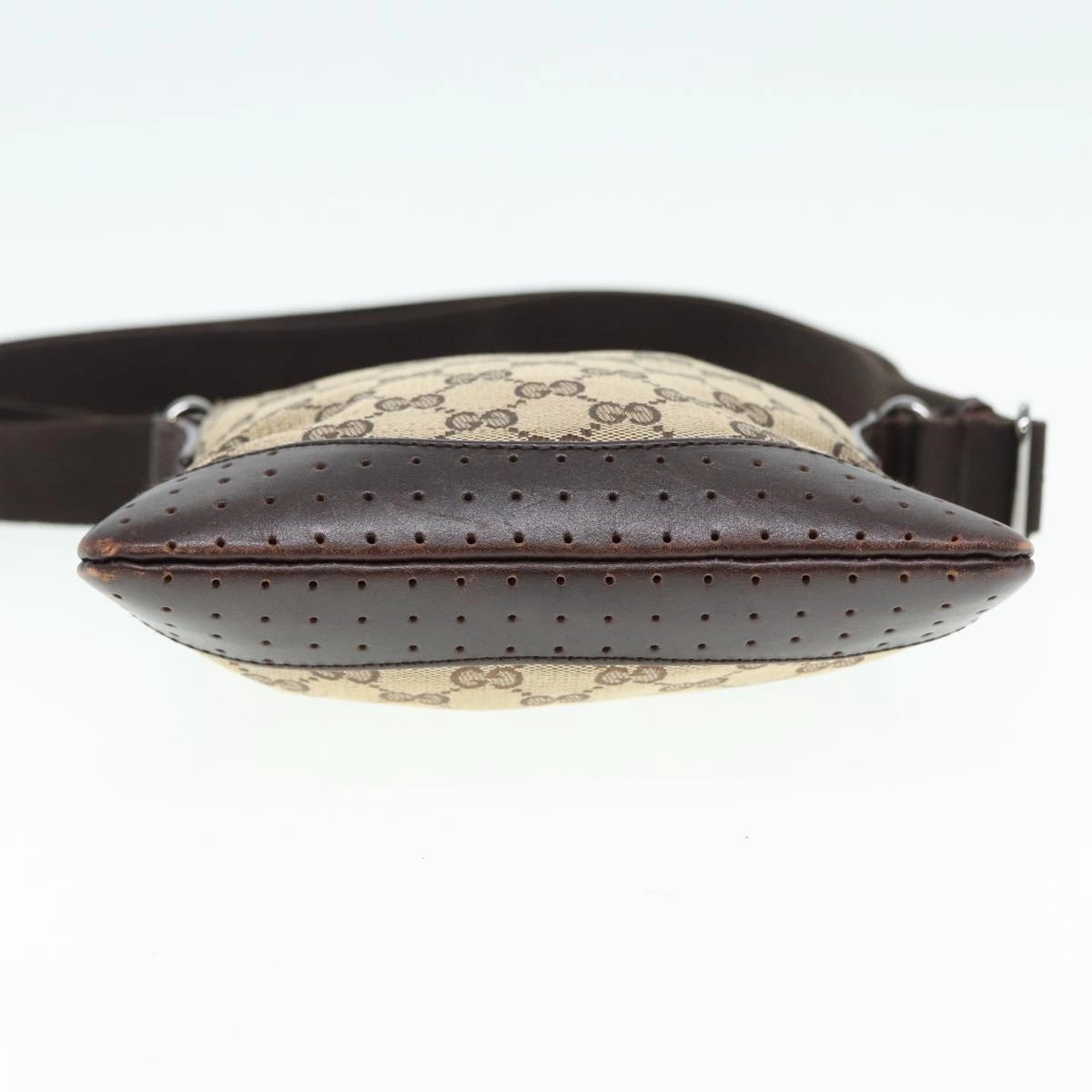 GUCCI GG Canvas Shoulder Bag Beige Brown Silver 147671  87163