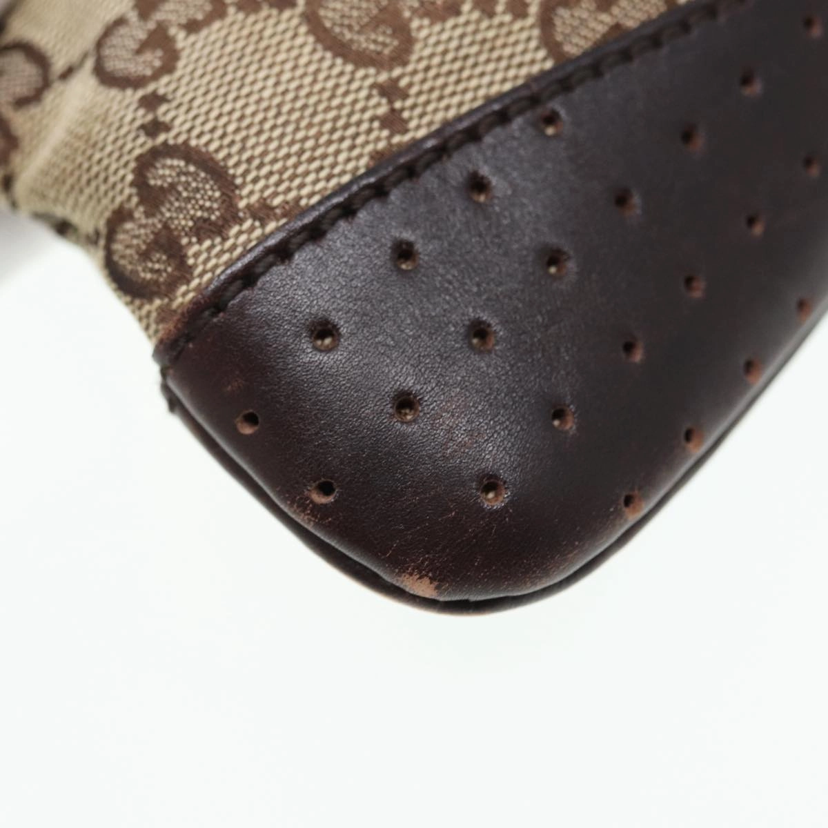 GUCCI GG Canvas Shoulder Bag Beige Brown Silver 147671  87163