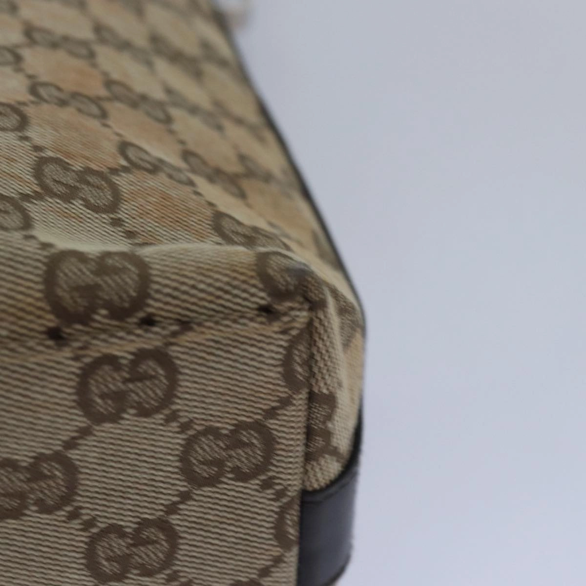 GUCCI GG Canvas Shoulder Bag Beige Dark Brown 000 0602  79452