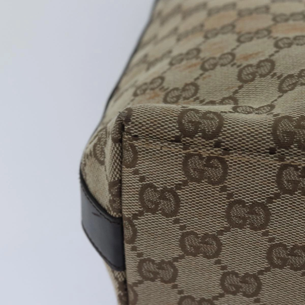 GUCCI GG Canvas Shoulder Bag Beige Dark Brown 000 0602  79452