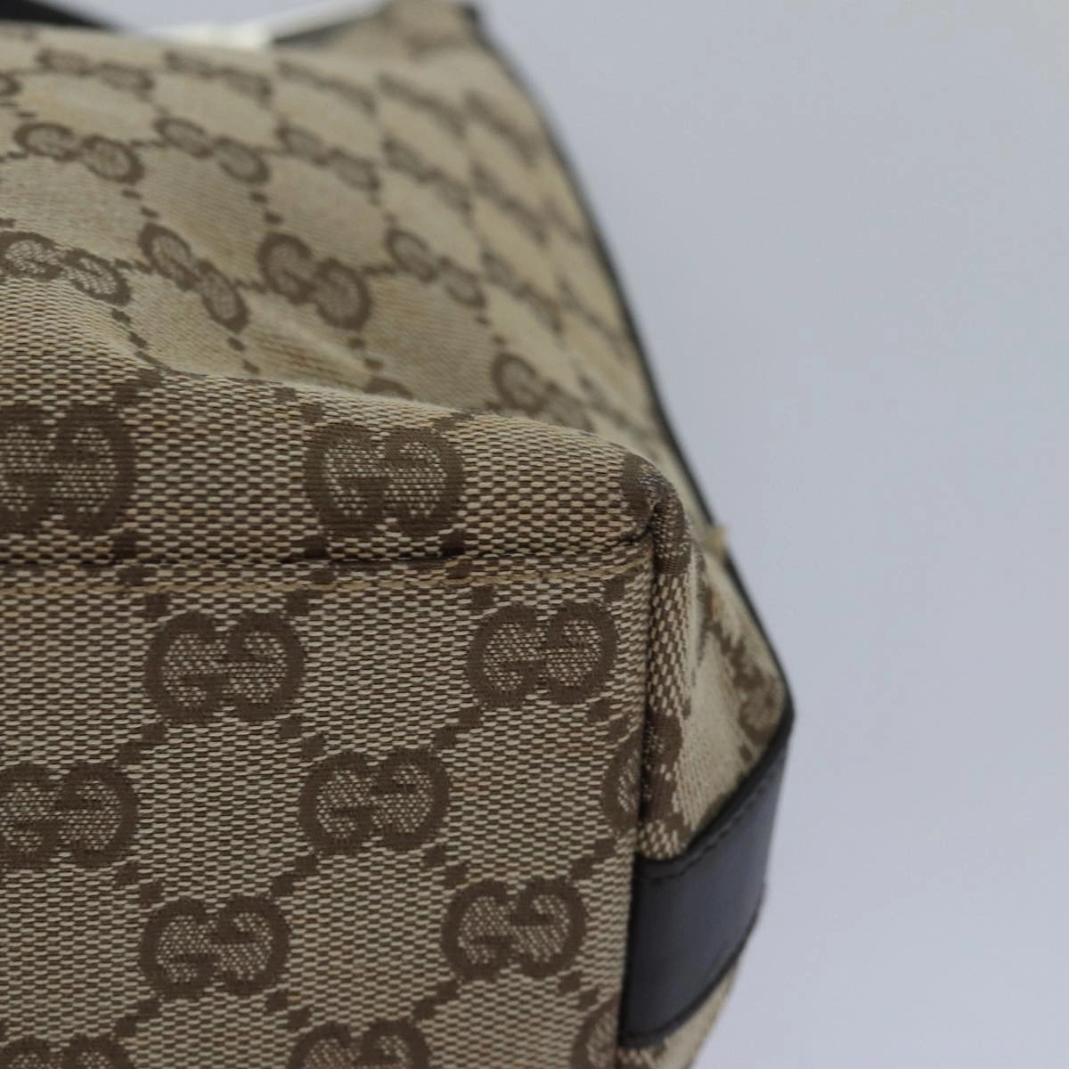 GUCCI GG Canvas Shoulder Bag Beige Dark Brown 000 0602  79452