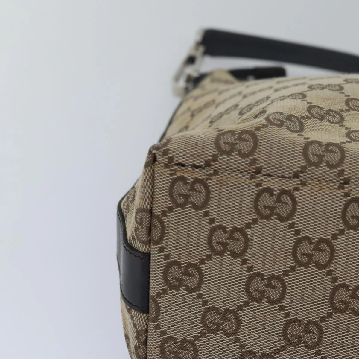 GUCCI GG Canvas Shoulder Bag Beige Dark Brown 000 0602  79452