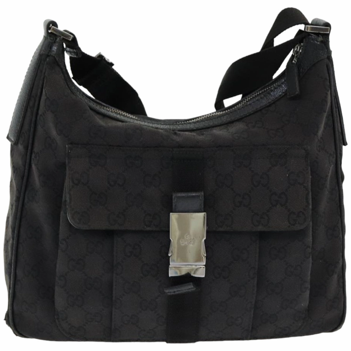 GUCCI GG Canvas Shoulder Bag Black 131211  ki4683