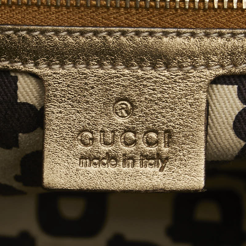 Gucci GG Canvas Tote Shoulder Bag Beige Gold