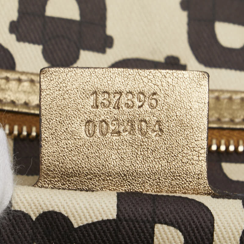 Gucci GG Canvas Tote Shoulder Bag Beige Gold