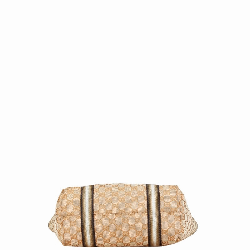 Gucci GG Canvas Tote Shoulder Bag Beige Gold