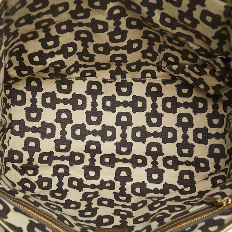 Gucci GG Canvas Tote Shoulder Bag Beige Gold