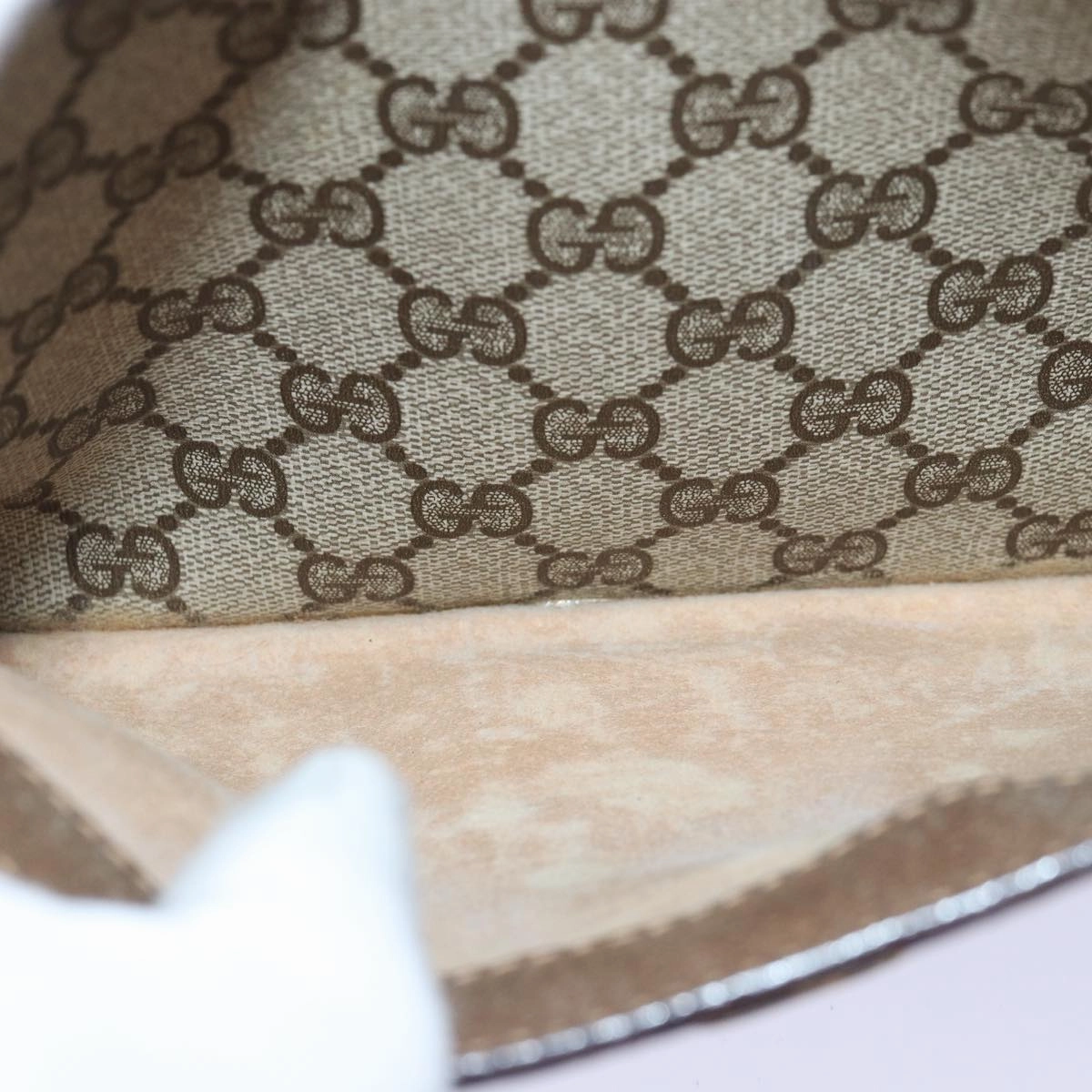 GUCCI GG Canvas Web Sherry Line Shoulder Bag PVC Leather Beige Green  83269