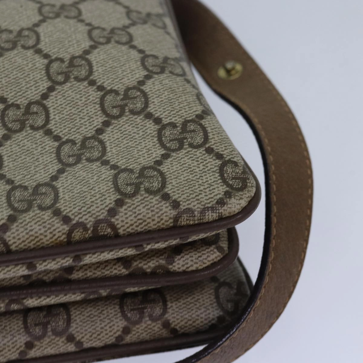 GUCCI GG Canvas Web Sherry Line Shoulder Bag PVC Leather Beige Green  83269
