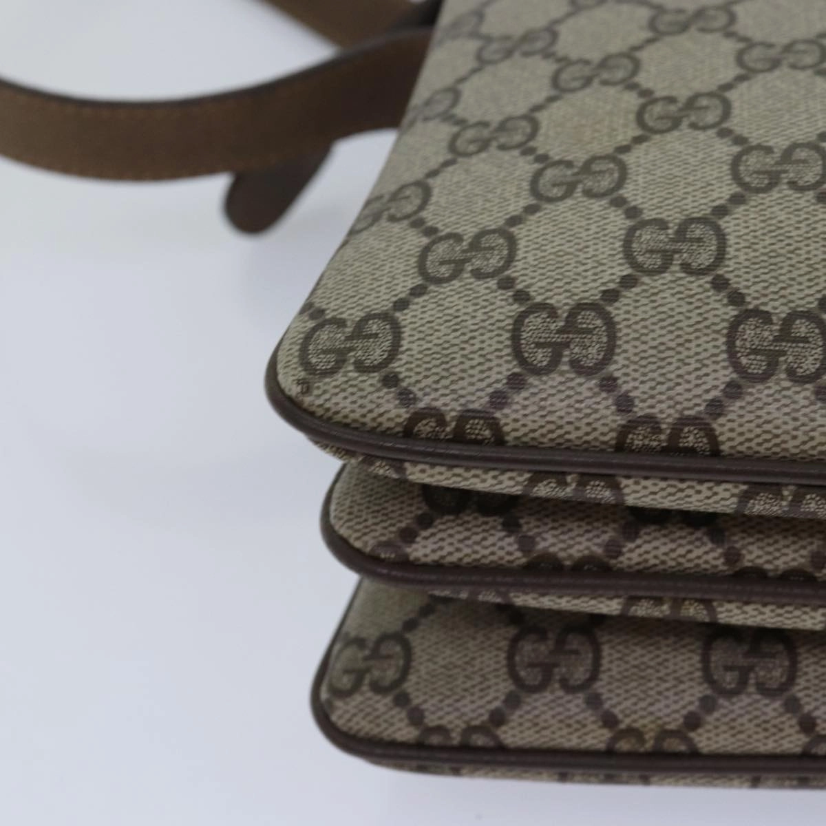 GUCCI GG Canvas Web Sherry Line Shoulder Bag PVC Leather Beige Green  83269