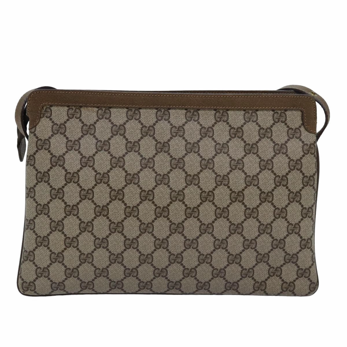 GUCCI GG Canvas Web Sherry Line Shoulder Bag PVC Leather Beige Green  83269