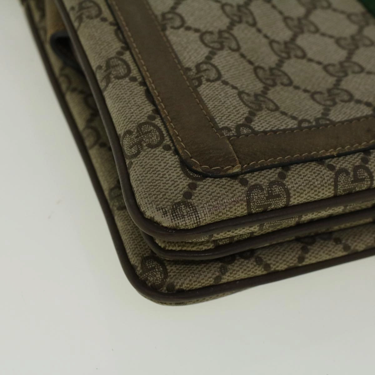 GUCCI GG Canvas Web Sherry Line Shoulder Bag PVC Leather Beige Green  bs9253