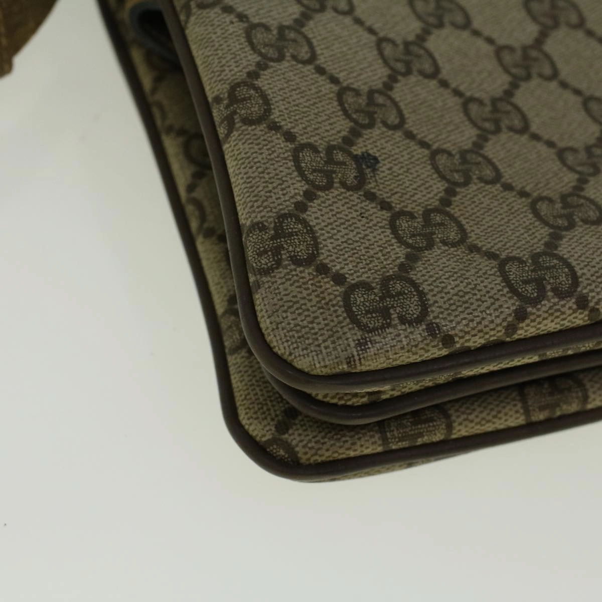 GUCCI GG Canvas Web Sherry Line Shoulder Bag PVC Leather Beige Green  bs9253