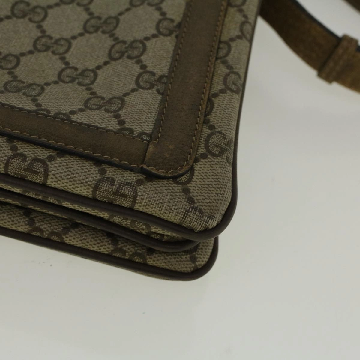 GUCCI GG Canvas Web Sherry Line Shoulder Bag PVC Leather Beige Green  bs9253