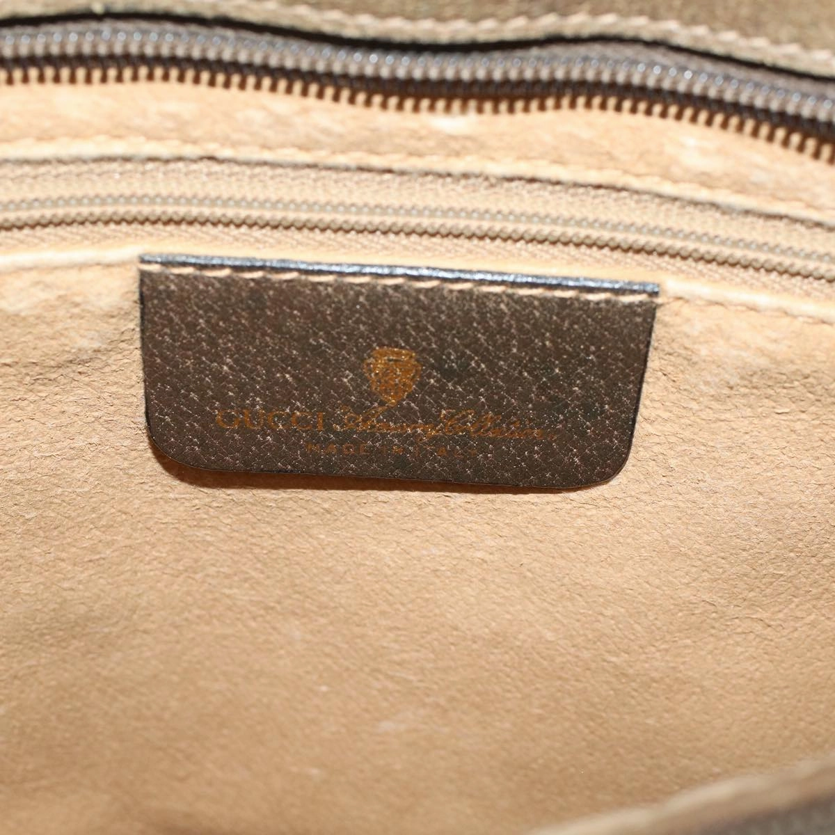 GUCCI GG Canvas Web Sherry Line Shoulder Bag PVC Leather Beige Green  bs9253