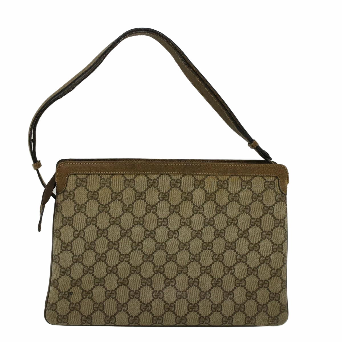 GUCCI GG Canvas Web Sherry Line Shoulder Bag PVC Leather Beige Green  bs9253