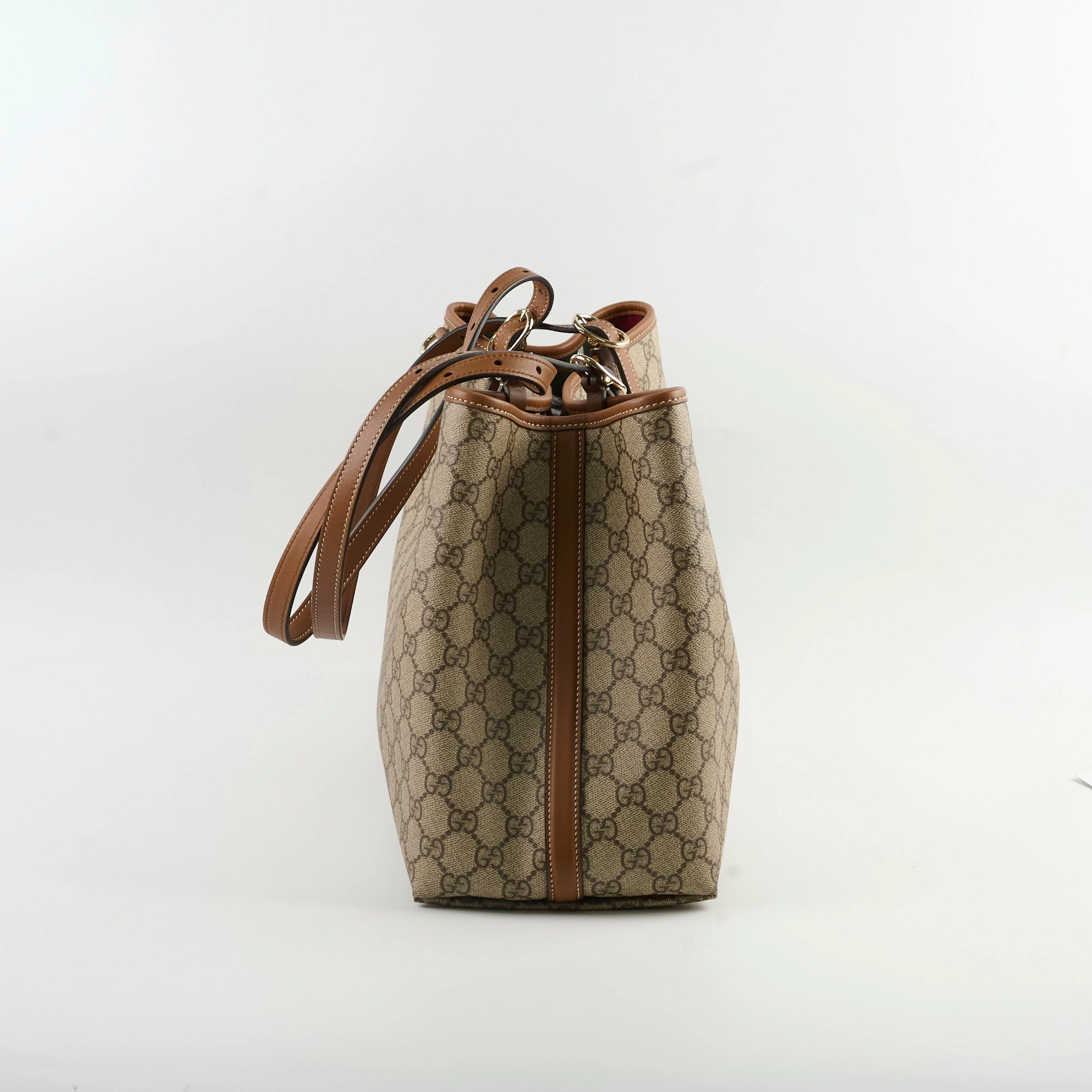 Gucci GG Emblem Canvas Medium Tote Beige