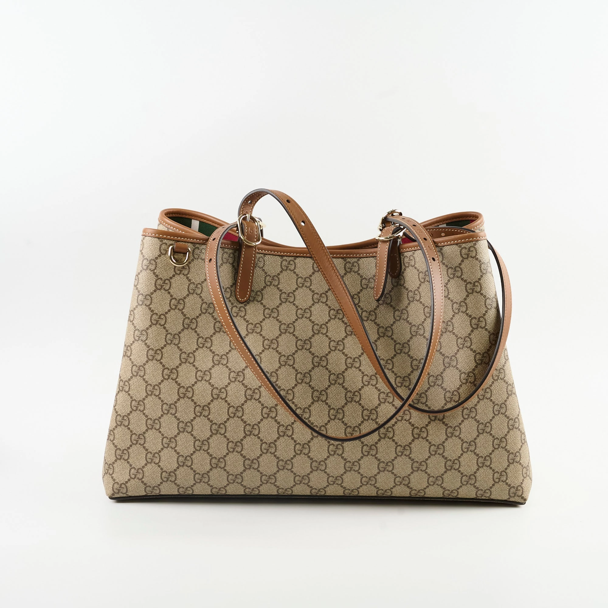 Gucci GG Emblem Canvas Medium Tote Beige