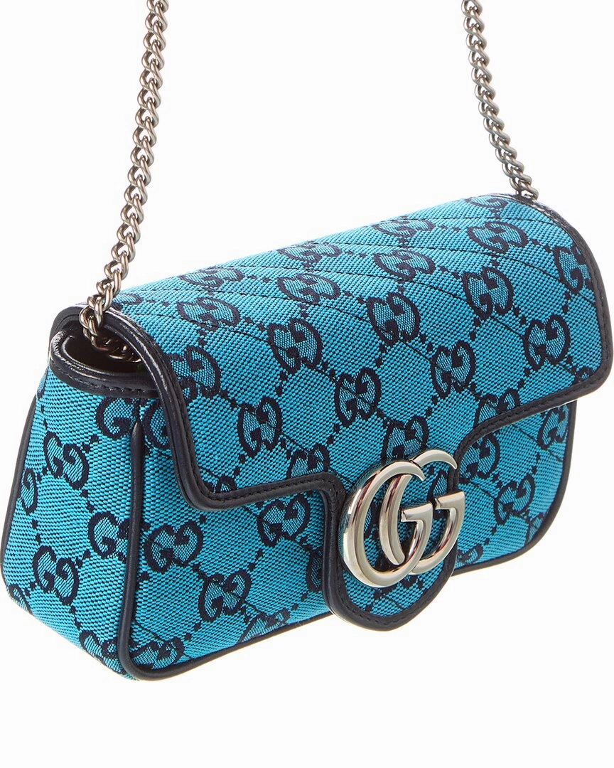 Gucci GG Marmont Super Mini GG Canvas & Leather Shoulder Bag, Blue