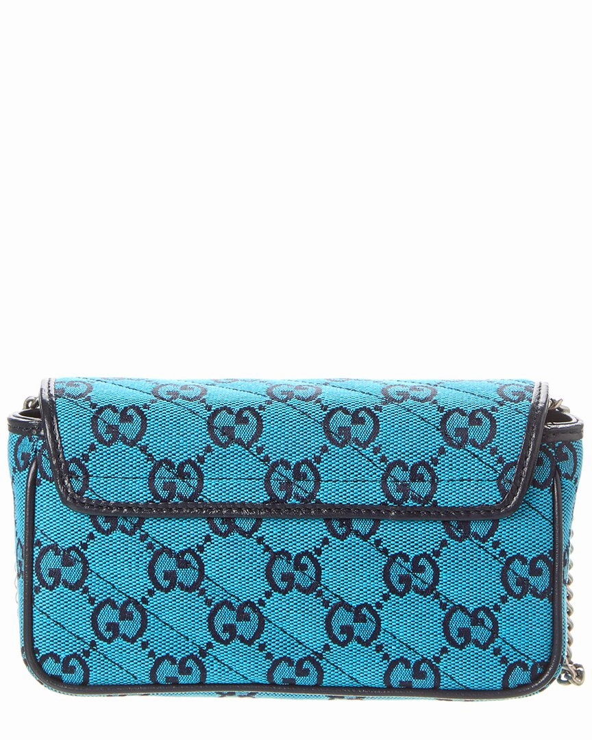 Gucci GG Marmont Super Mini GG Canvas & Leather Shoulder Bag, Blue