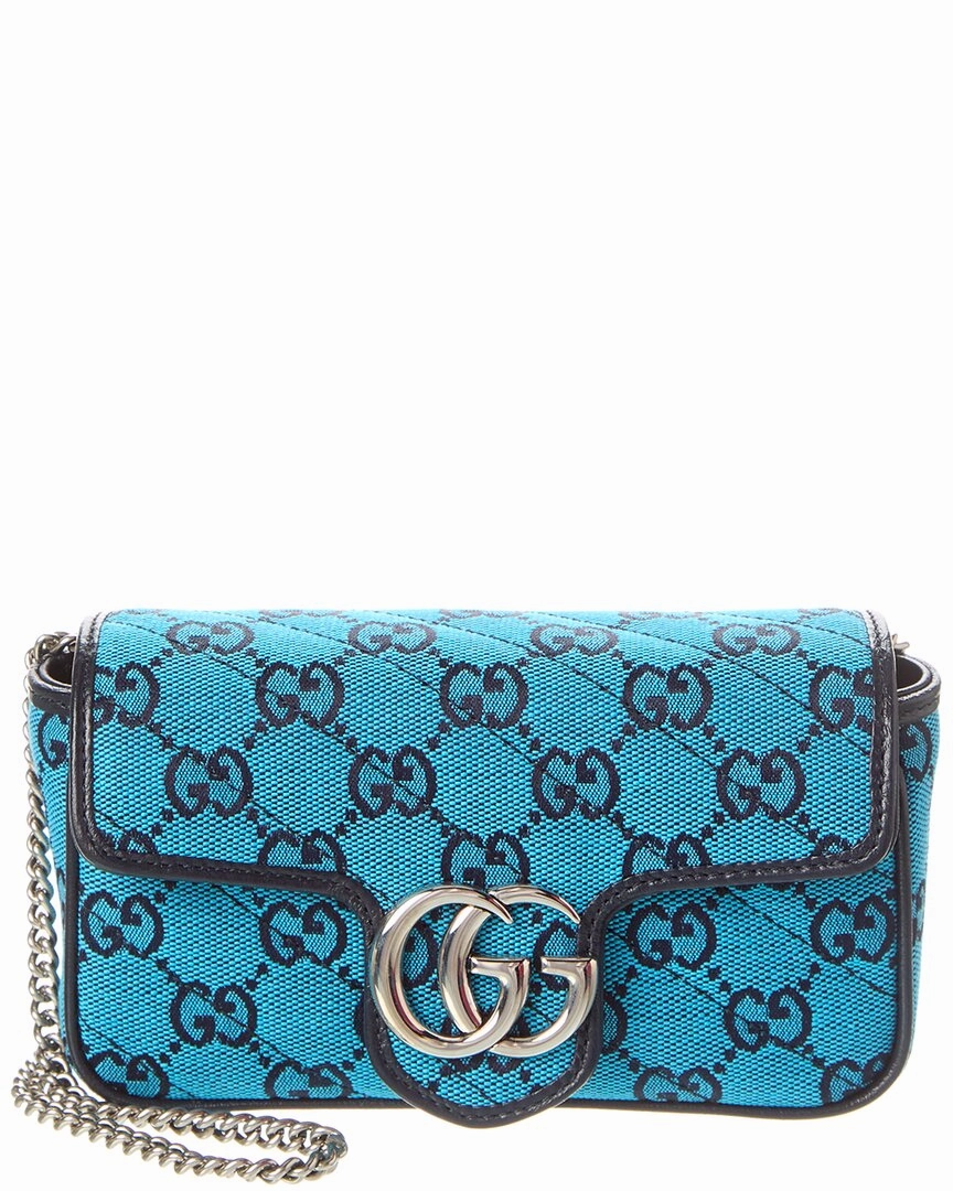 Gucci GG Marmont Super Mini GG Canvas & Leather Shoulder Bag, Blue