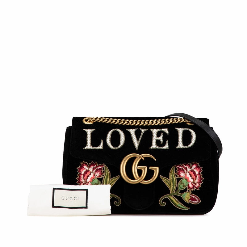 Gucci GG Marmont Velvet Medium Embroidered Shoulder Bag