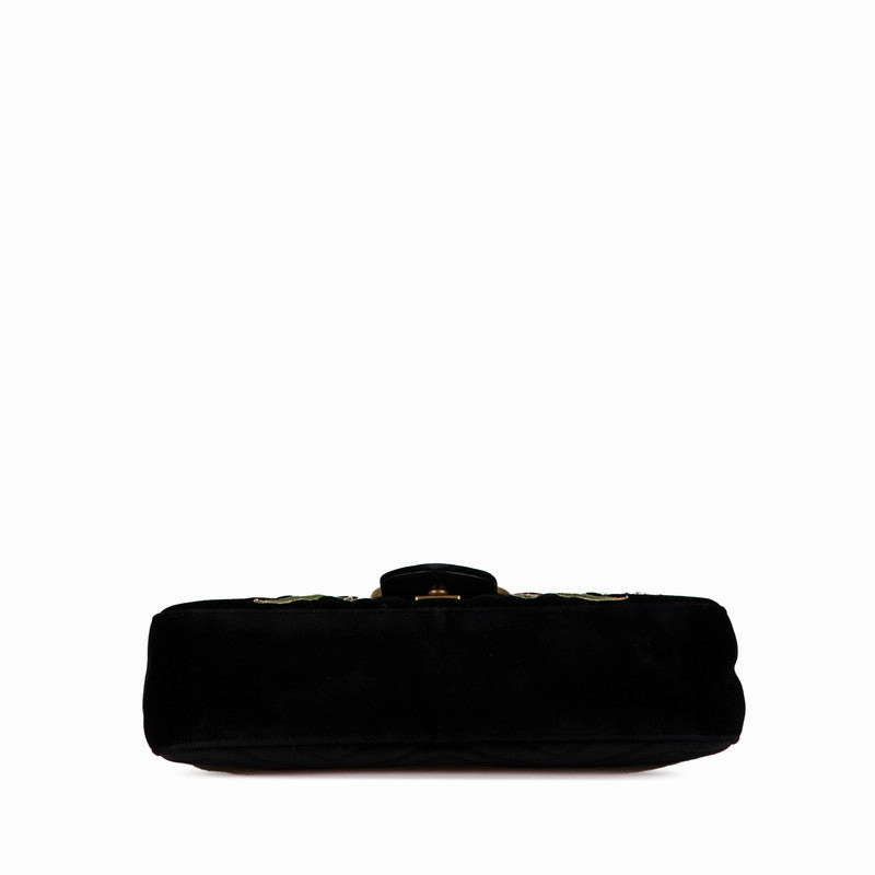 Gucci GG Marmont Velvet Medium Embroidered Shoulder Bag