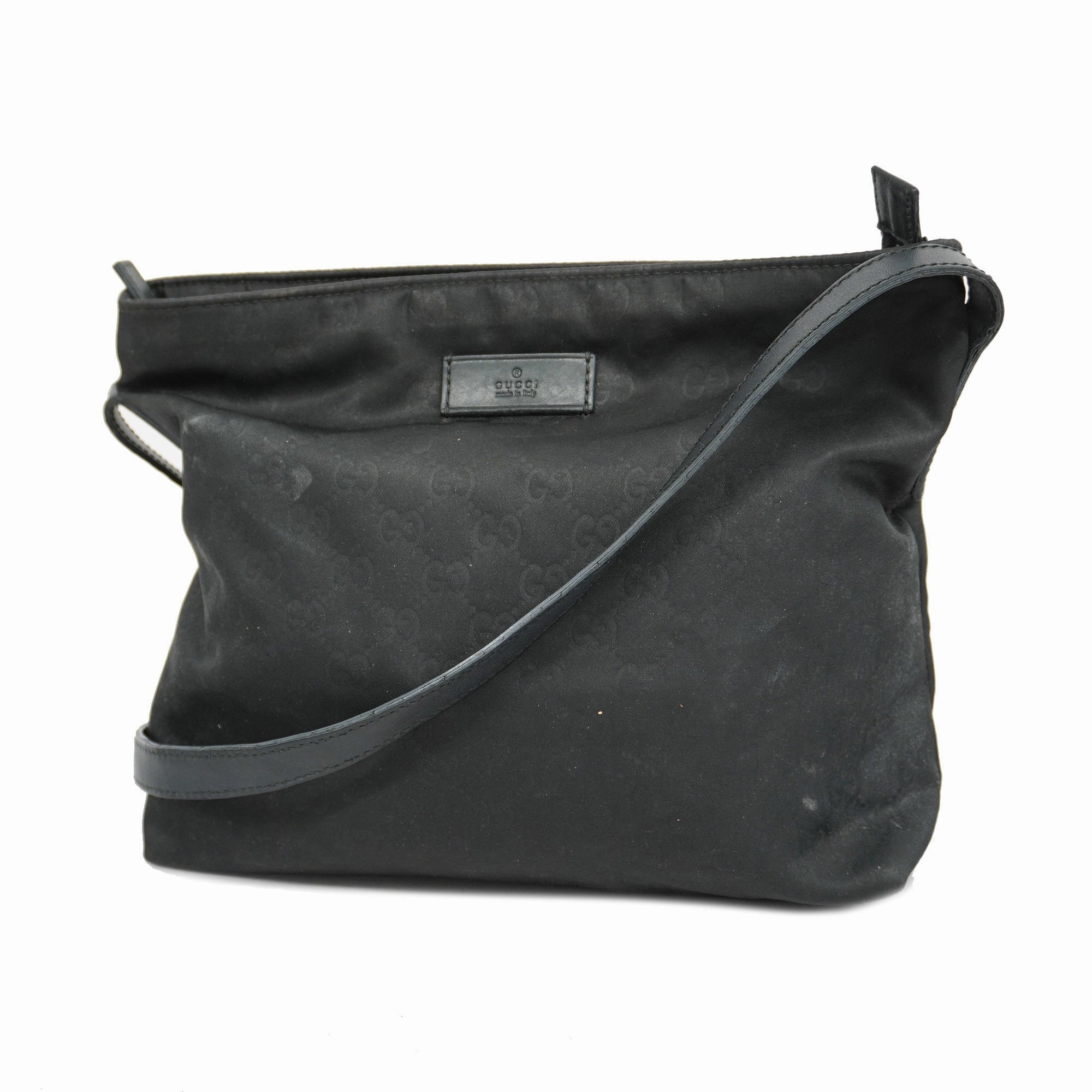 GUCCI  GG Nylon 314529 Nylon,Leather Shoulder Bag Black