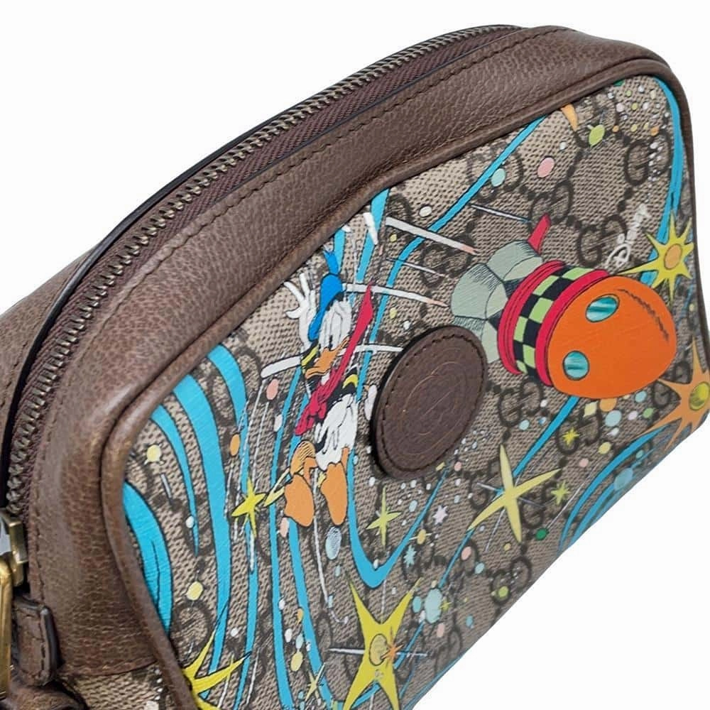 GUCCI GG Supreme Disney Collaboration Shoulder Bag Beige/Brown648124 GG SupremeCanvas Leather