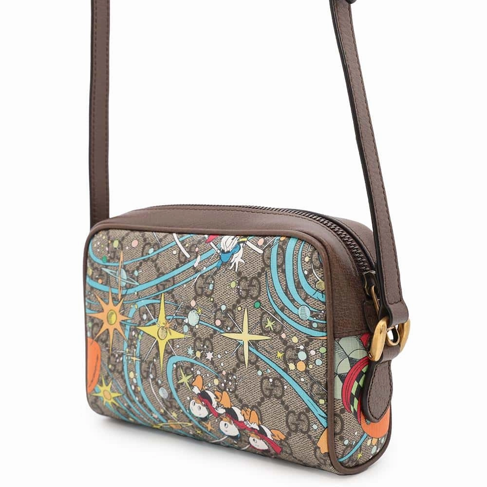 GUCCI GG Supreme Disney Collaboration Shoulder Bag Beige/Brown648124 GG SupremeCanvas Leather