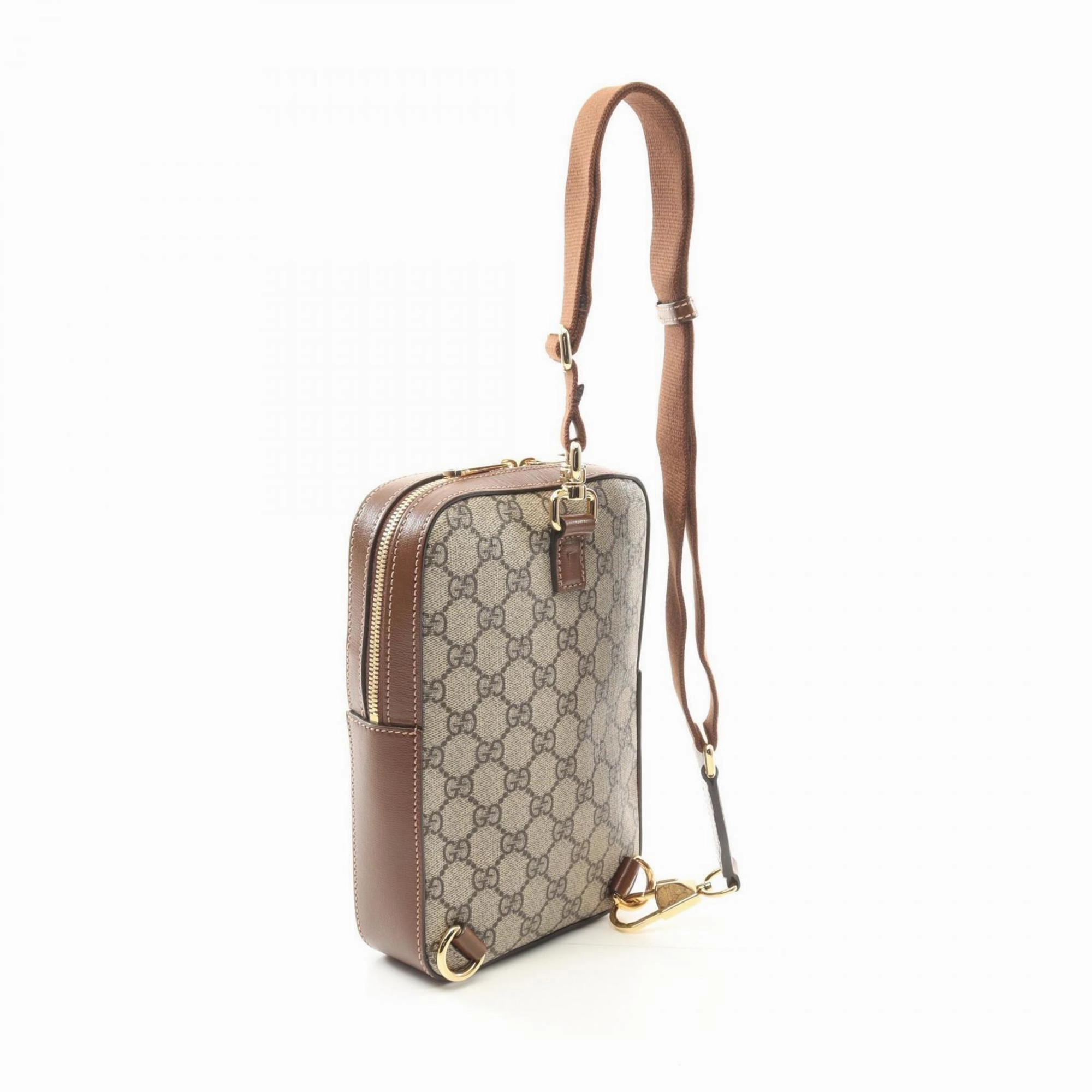 Gucci  Gg Supreme Leather Fanny Pack Sling Bag (Pre-Owned)