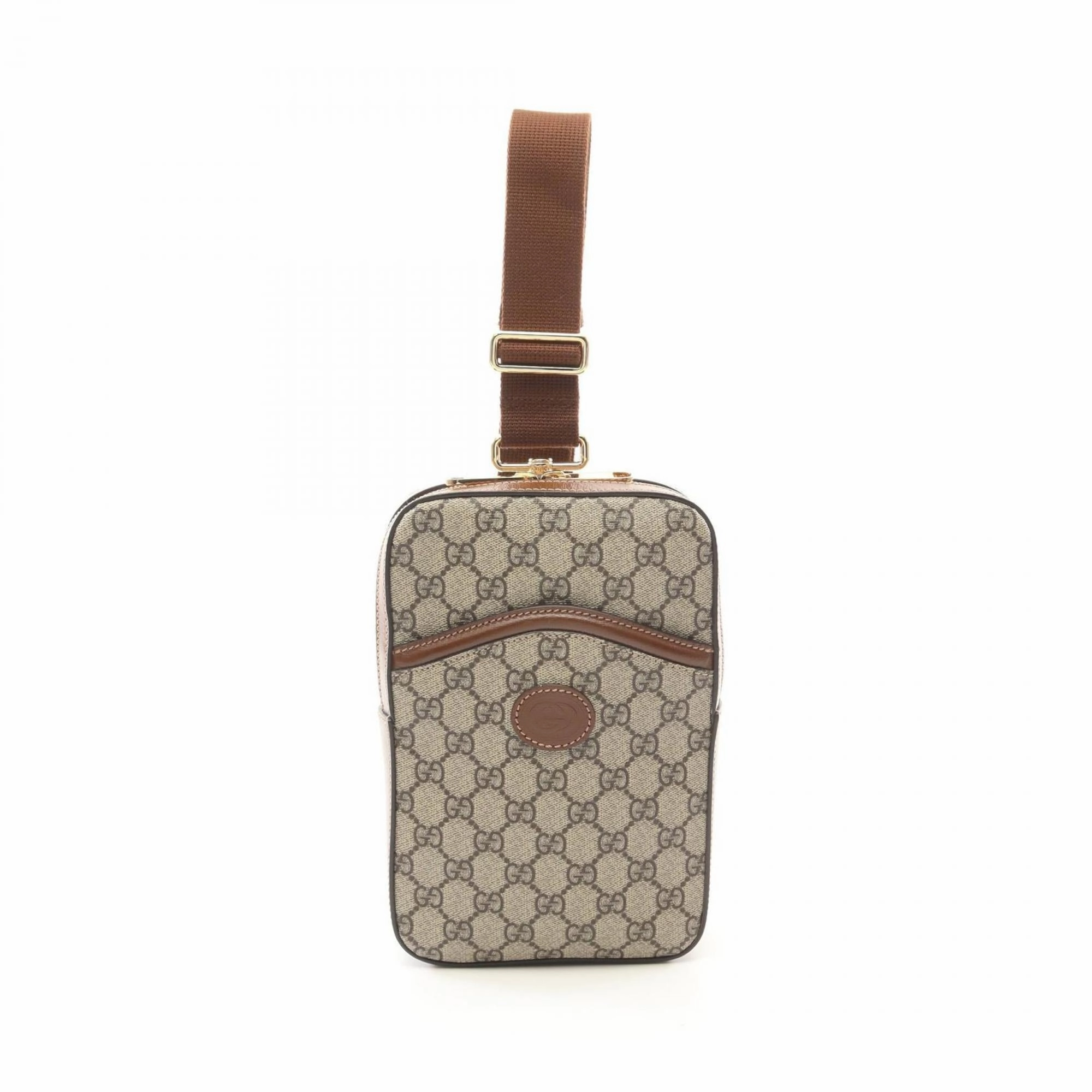 Gucci  Gg Supreme Leather Fanny Pack Sling Bag (Pre-Owned)