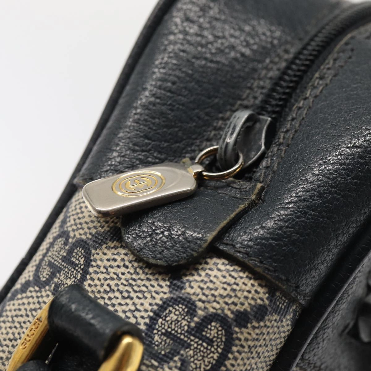 GUCCI GG Supreme Sherry Line Shoulder Bag PVC Leather Navy 56 02 088  83136