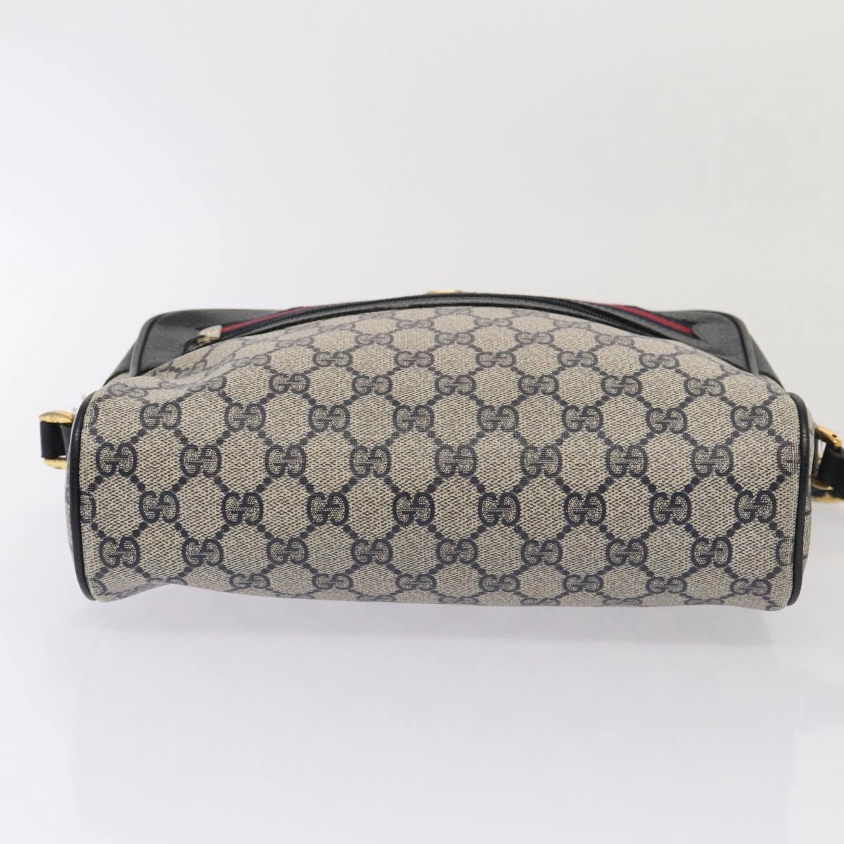 GUCCI GG Supreme Sherry Line Shoulder Bag PVC Leather Navy 56 02 088  83136