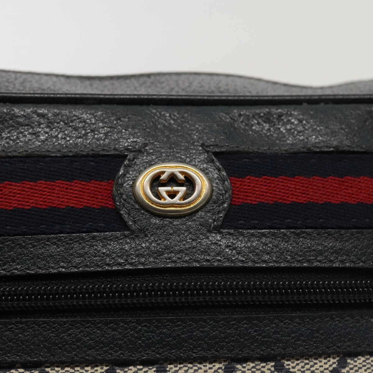 GUCCI GG Supreme Sherry Line Shoulder Bag PVC Leather Navy 56 02 088  83136