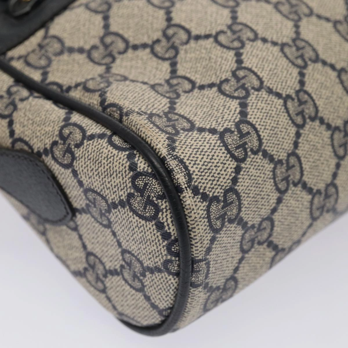 GUCCI GG Supreme Sherry Line Shoulder Bag PVC Leather Navy 56 02 088  83136
