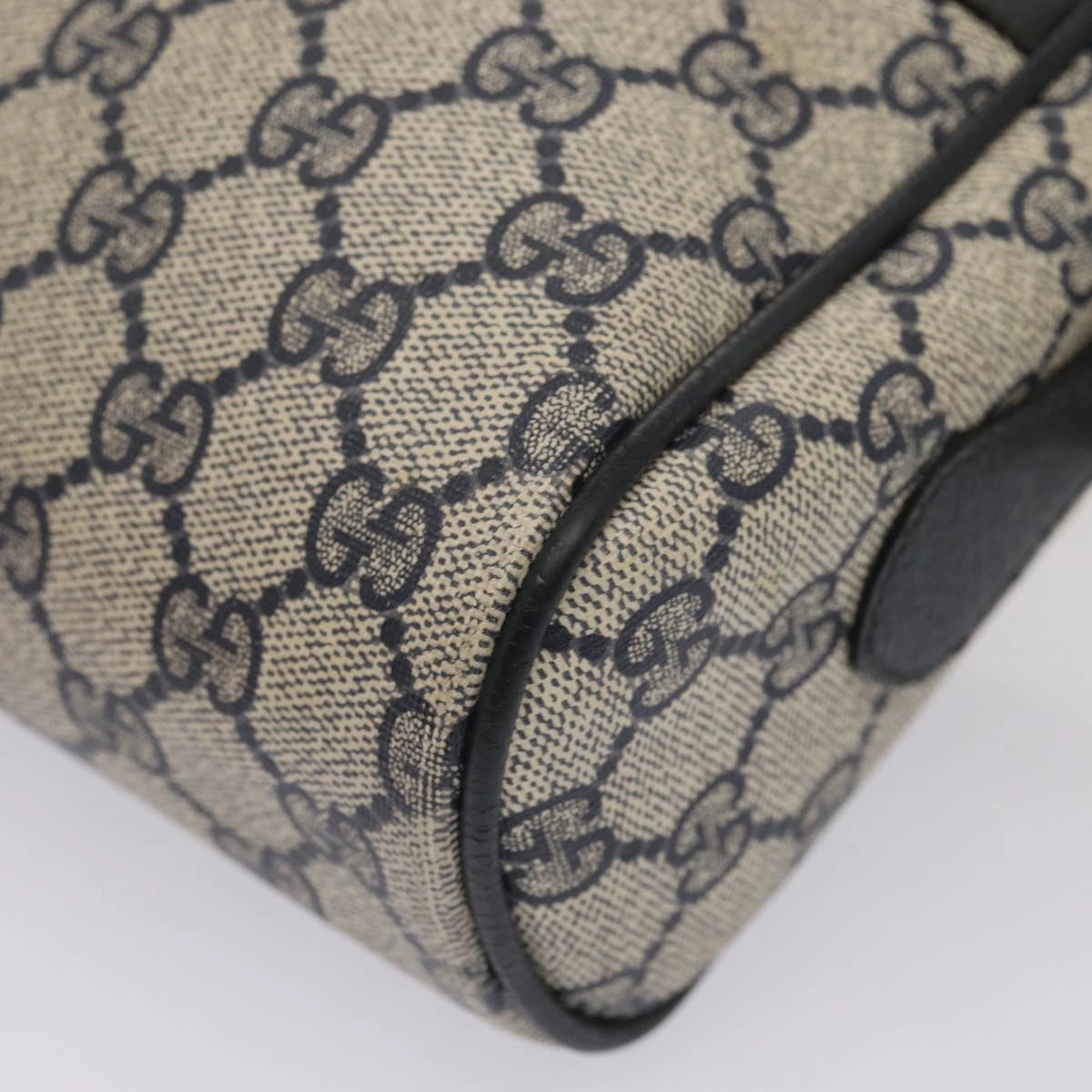 GUCCI GG Supreme Sherry Line Shoulder Bag PVC Leather Navy 56 02 088  83136