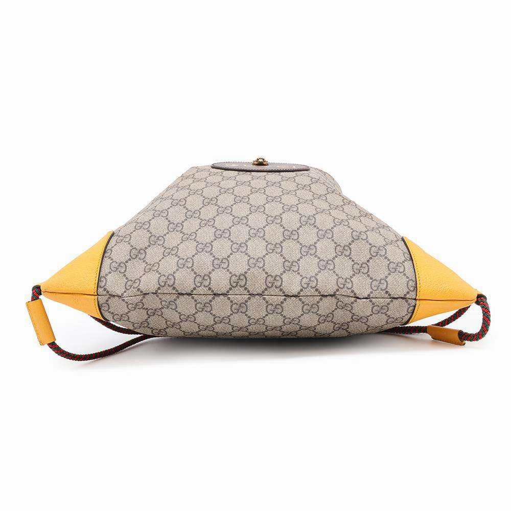 GUCCI GG Supreme Tiger Head Backpack Beige/Brown473872 GG SupremeCanvas Leather
