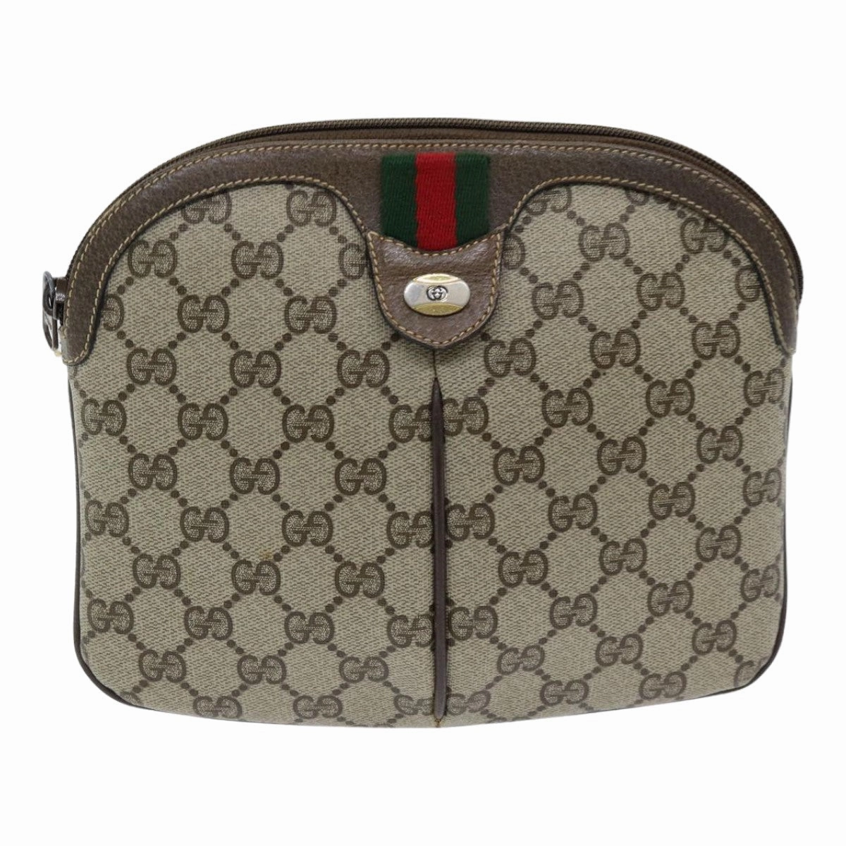 GUCCI GG Supreme Web Sherry Line Shoulder Bag PVC Beige 904 02 047  83663