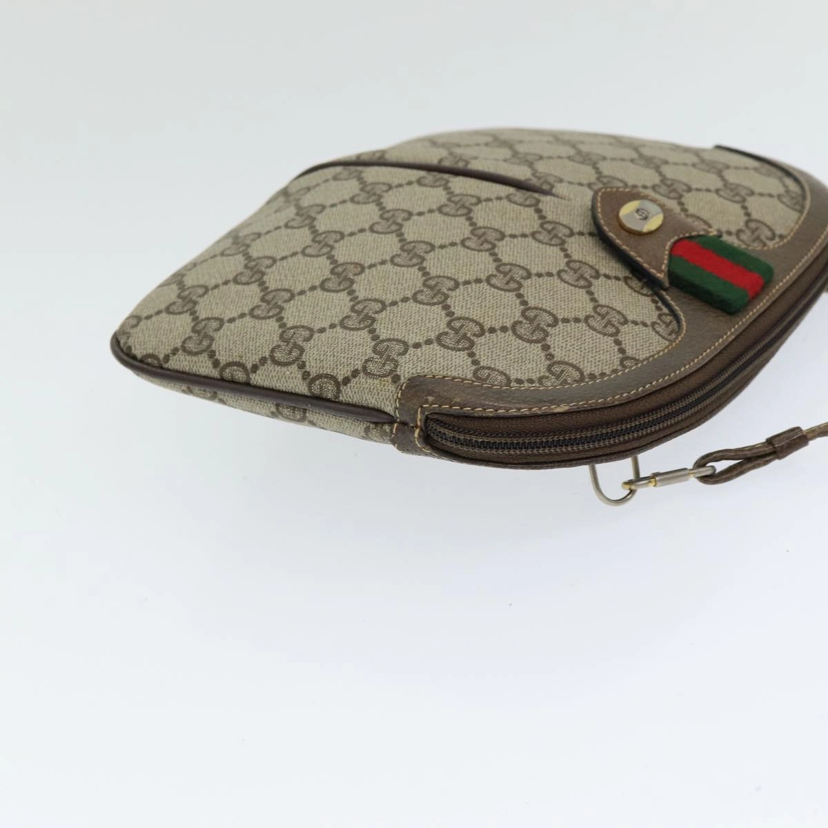 GUCCI GG Supreme Web Sherry Line Shoulder Bag PVC Beige 904 02 047  83663