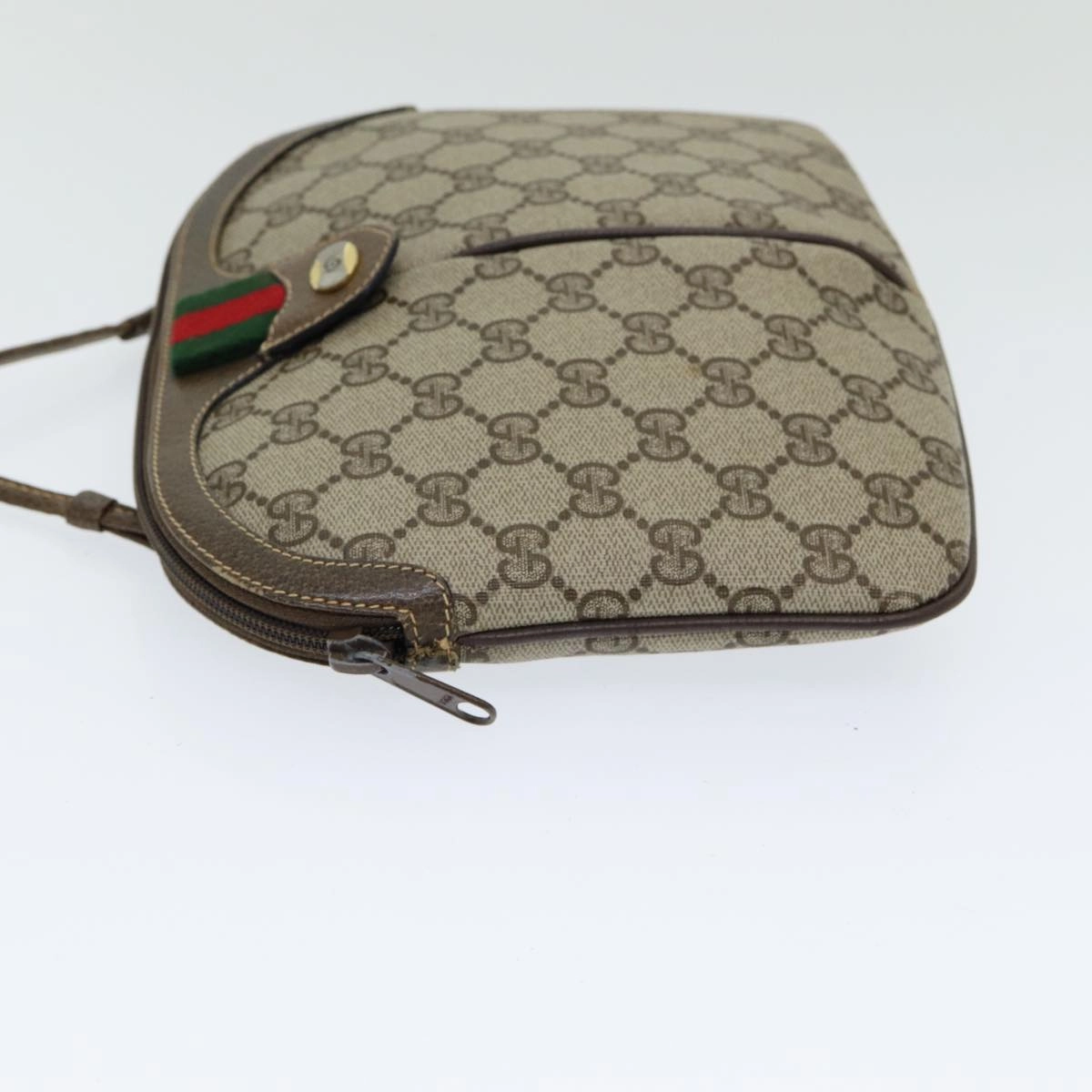 GUCCI GG Supreme Web Sherry Line Shoulder Bag PVC Beige 904 02 047  83663