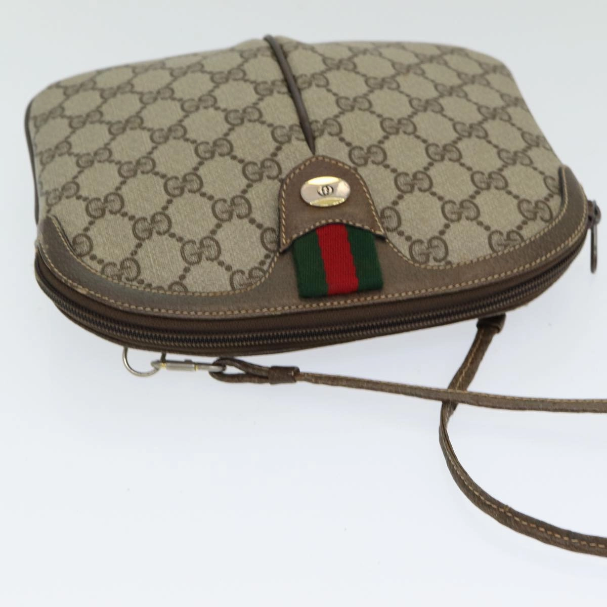 GUCCI GG Supreme Web Sherry Line Shoulder Bag PVC Beige 904 02 047  83663