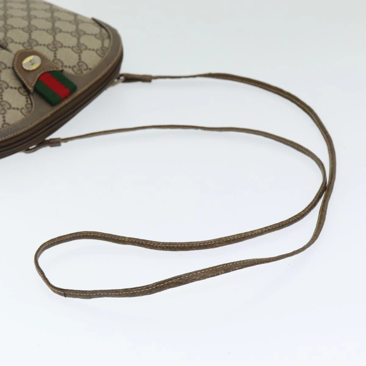 GUCCI GG Supreme Web Sherry Line Shoulder Bag PVC Beige 904 02 047  83663