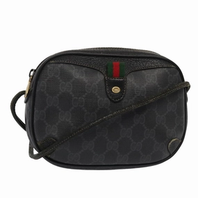 GUCCI GG Supreme Web Sherry Line Shoulder Bag PVC Black 89 02 066  82869