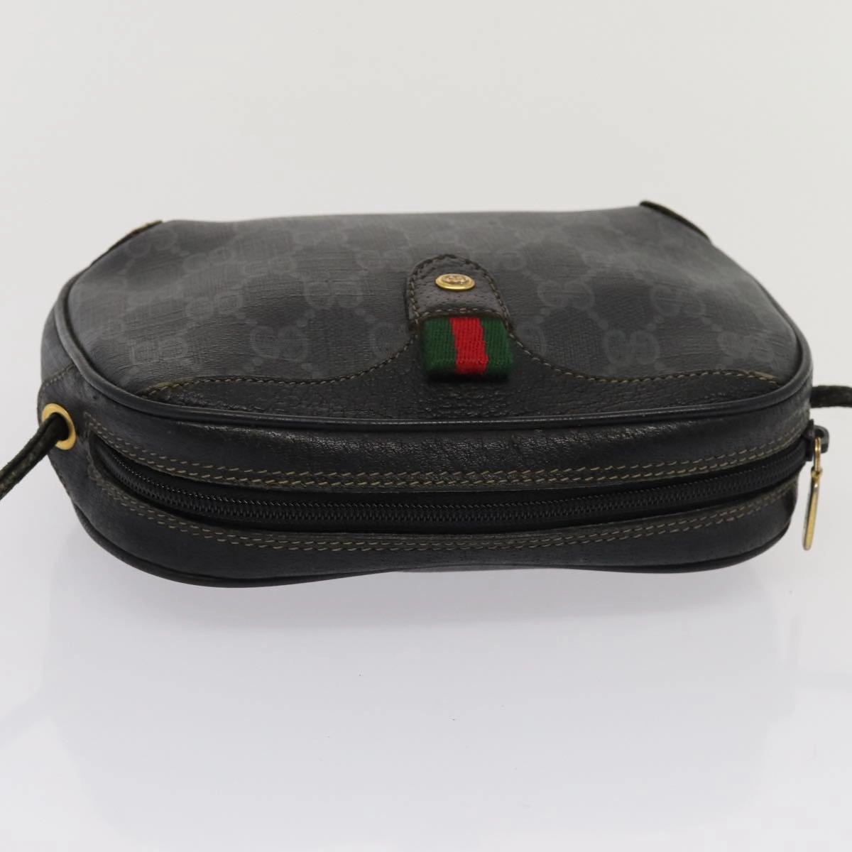GUCCI GG Supreme Web Sherry Line Shoulder Bag PVC Black 89 02 066  82869