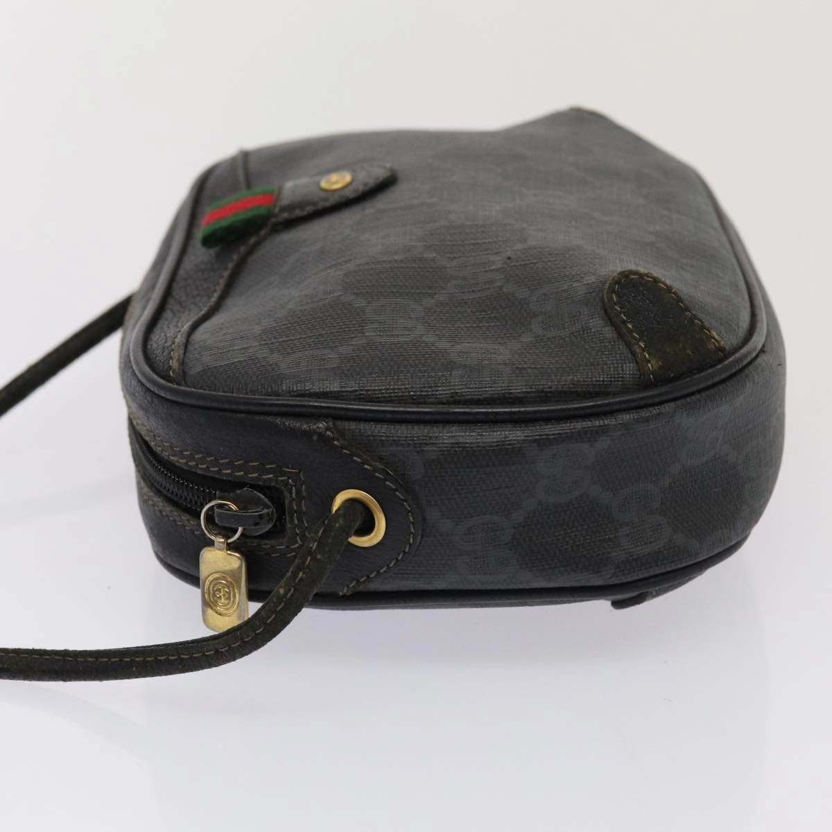GUCCI GG Supreme Web Sherry Line Shoulder Bag PVC Black 89 02 066  82869