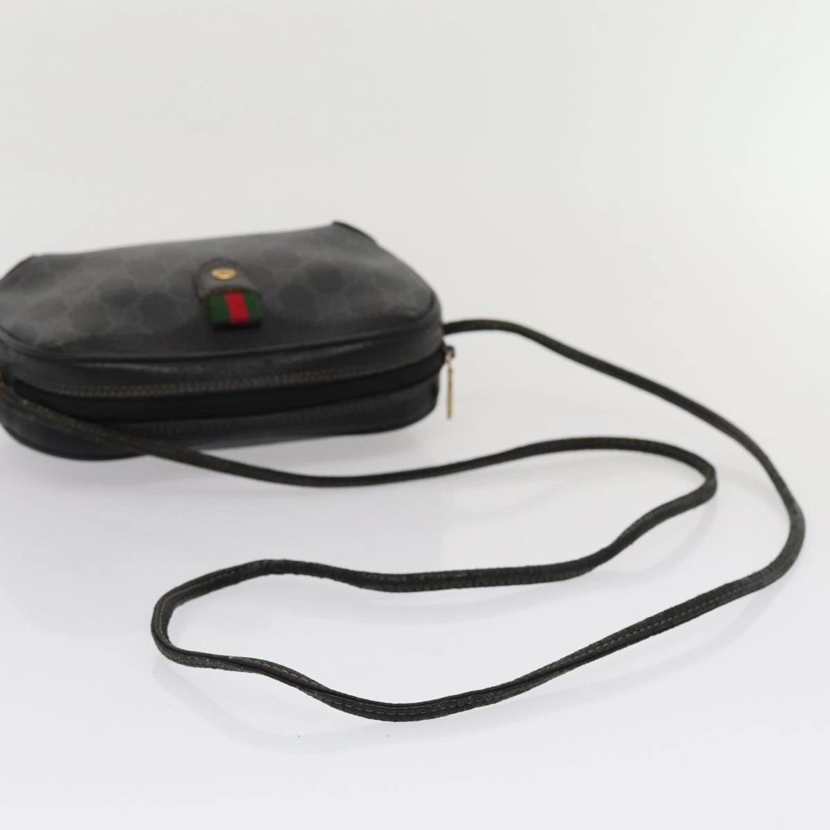 GUCCI GG Supreme Web Sherry Line Shoulder Bag PVC Black 89 02 066  82869