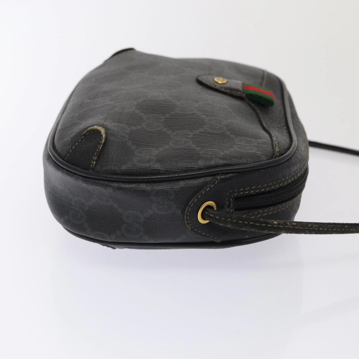 GUCCI GG Supreme Web Sherry Line Shoulder Bag PVC Black 89 02 066  82869