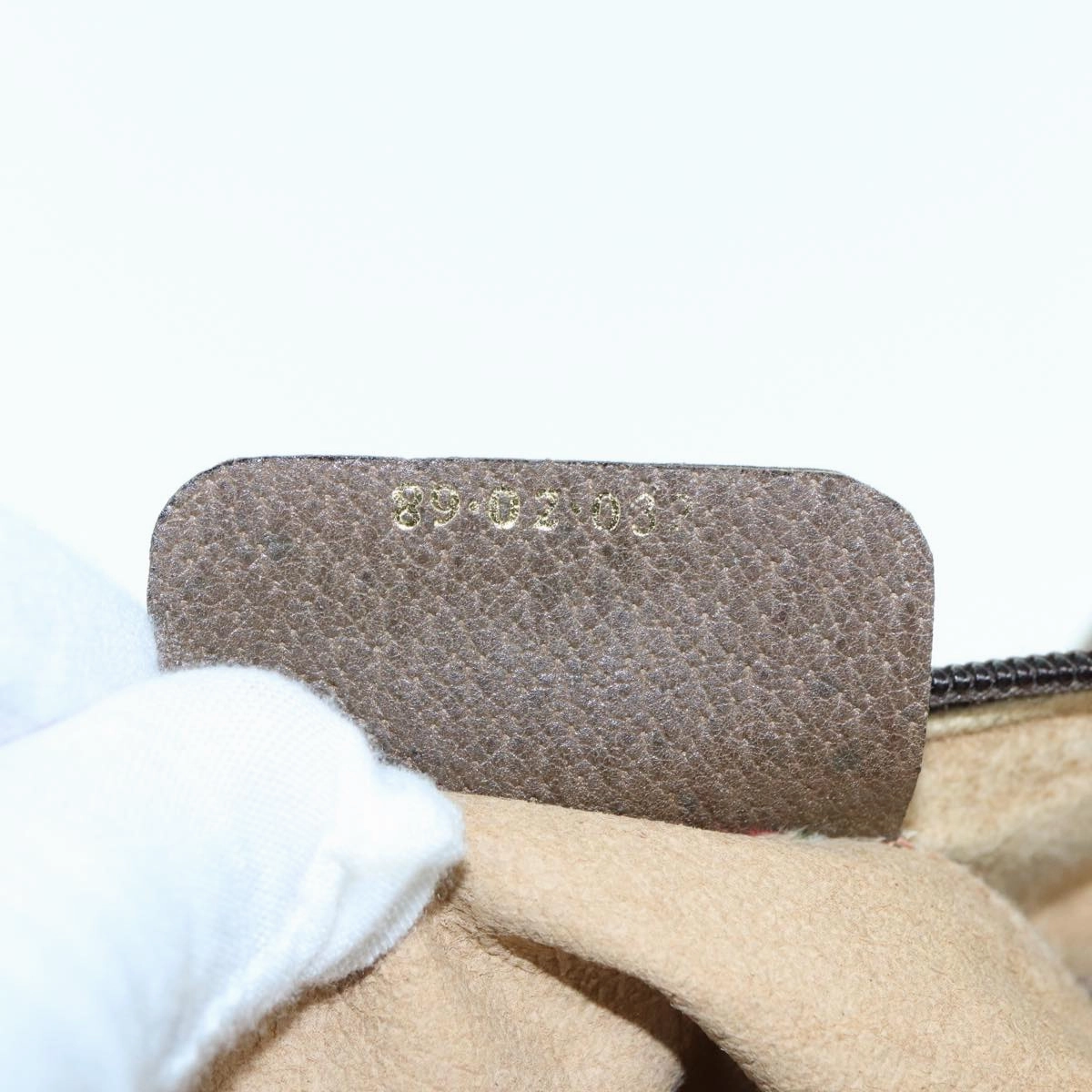 GUCCI GG Supreme Web Sherry Line Shoulder Bag PVC Leather Beige Brown